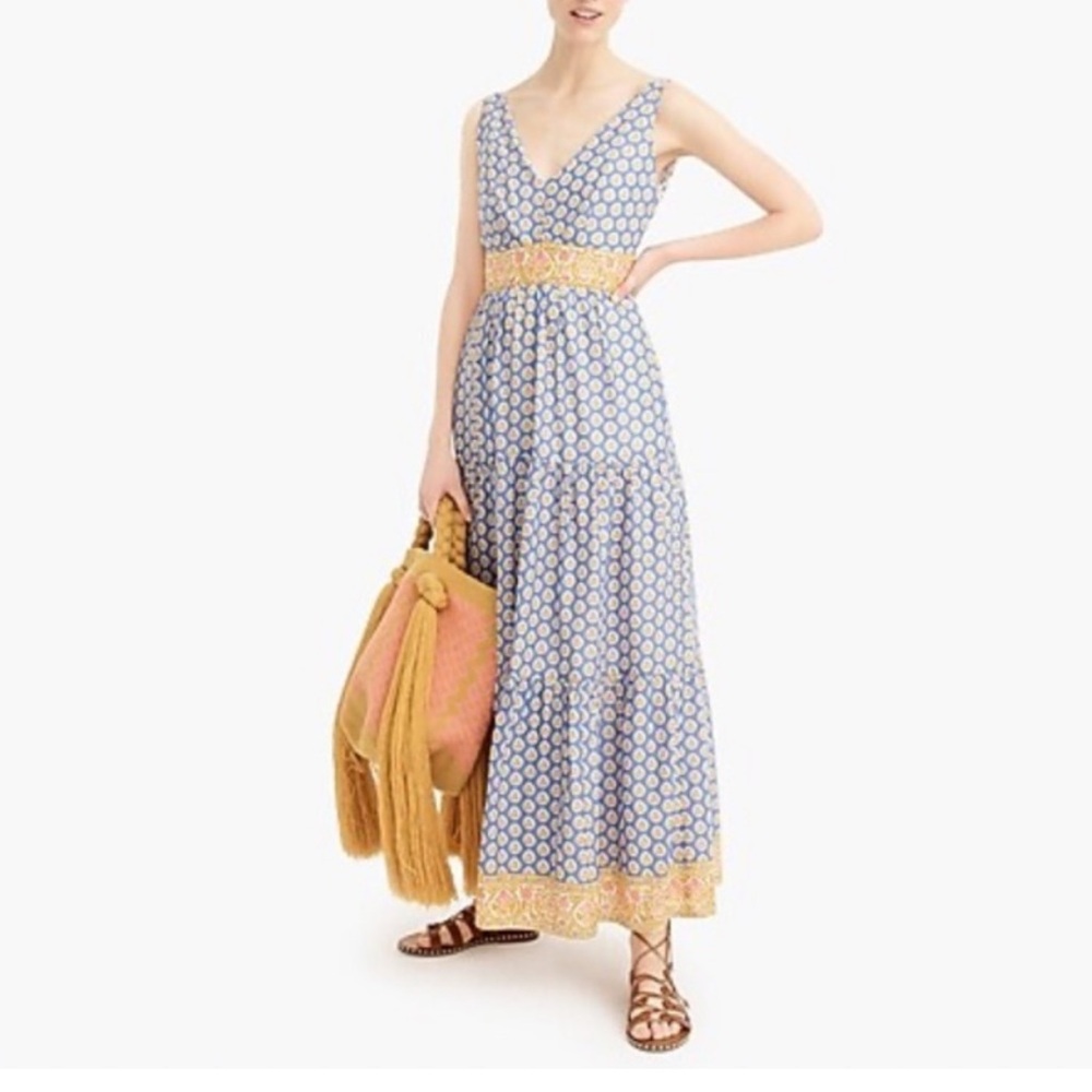 J Crew Point Sur Floral Tiered Maxi Dress